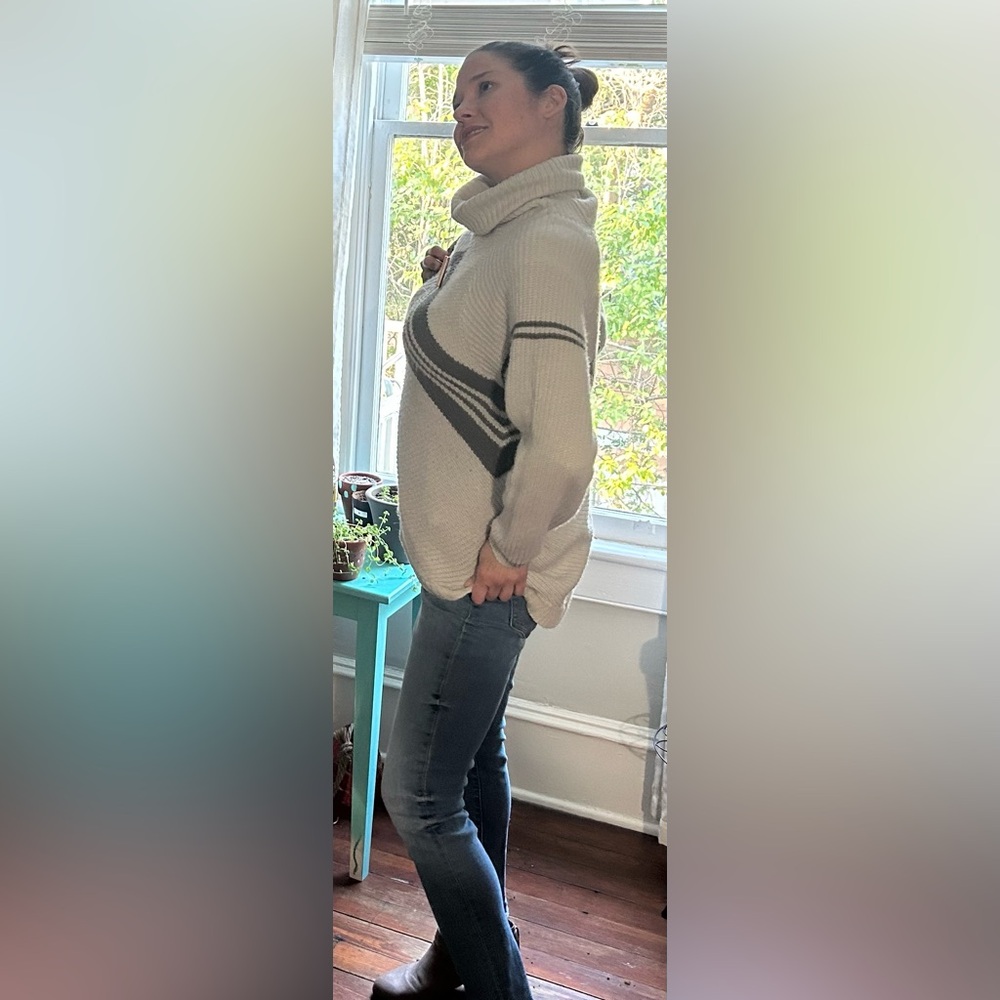 Cool sweater my boyfriend found. I like the vibe, but it’s too hot for south.